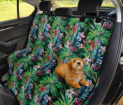 Tropical Palm And Hibiscus Print Pet Car Back Seat Cover