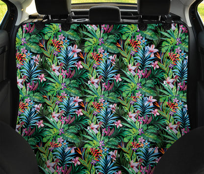 Tropical Palm And Hibiscus Print Pet Car Back Seat Cover