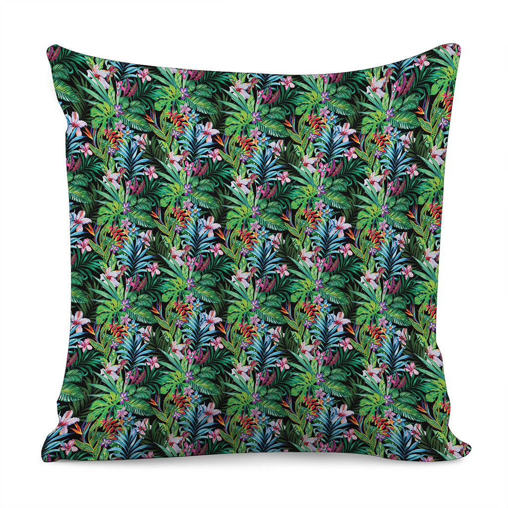 Tropical Palm And Hibiscus Print Pillow Cover