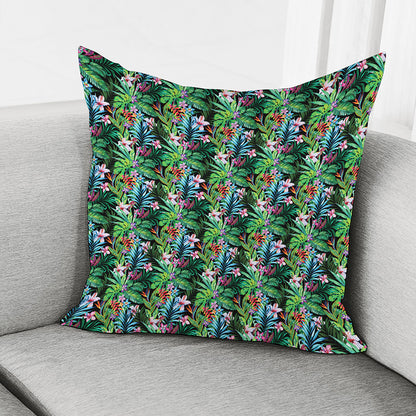 Tropical Palm And Hibiscus Print Pillow Cover