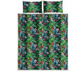 Tropical Palm And Hibiscus Print Quilt Bed Set