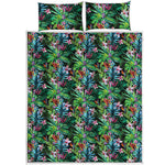 Tropical Palm And Hibiscus Print Quilt Bed Set