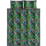 Tropical Palm And Hibiscus Print Quilt Bed Set