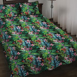 Tropical Palm And Hibiscus Print Quilt Bed Set