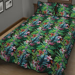 Tropical Palm And Hibiscus Print Quilt Bed Set