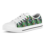 Tropical Palm And Hibiscus Print White Low Top Shoes