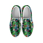 Tropical Palm And Hibiscus Print White Slip On Shoes