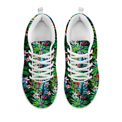 Tropical Palm And Hibiscus Print White Sneakers