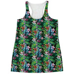 Tropical Palm And Hibiscus Print Women's Racerback Tank Top