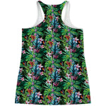 Tropical Palm And Hibiscus Print Women's Racerback Tank Top