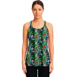Tropical Palm And Hibiscus Print Women's Racerback Tank Top