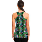 Tropical Palm And Hibiscus Print Women's Racerback Tank Top