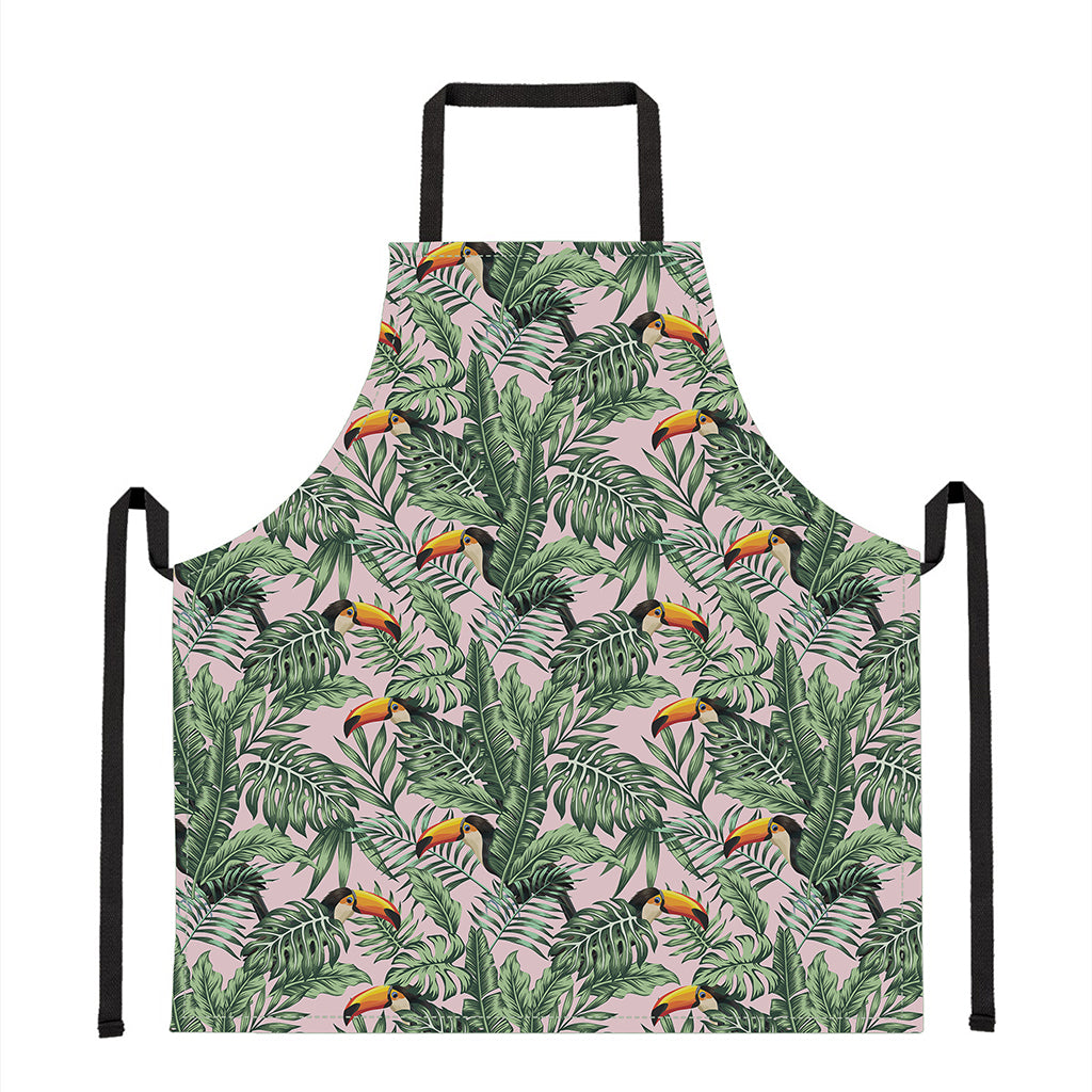 Tropical Palm Leaf And Toucan Print Apron