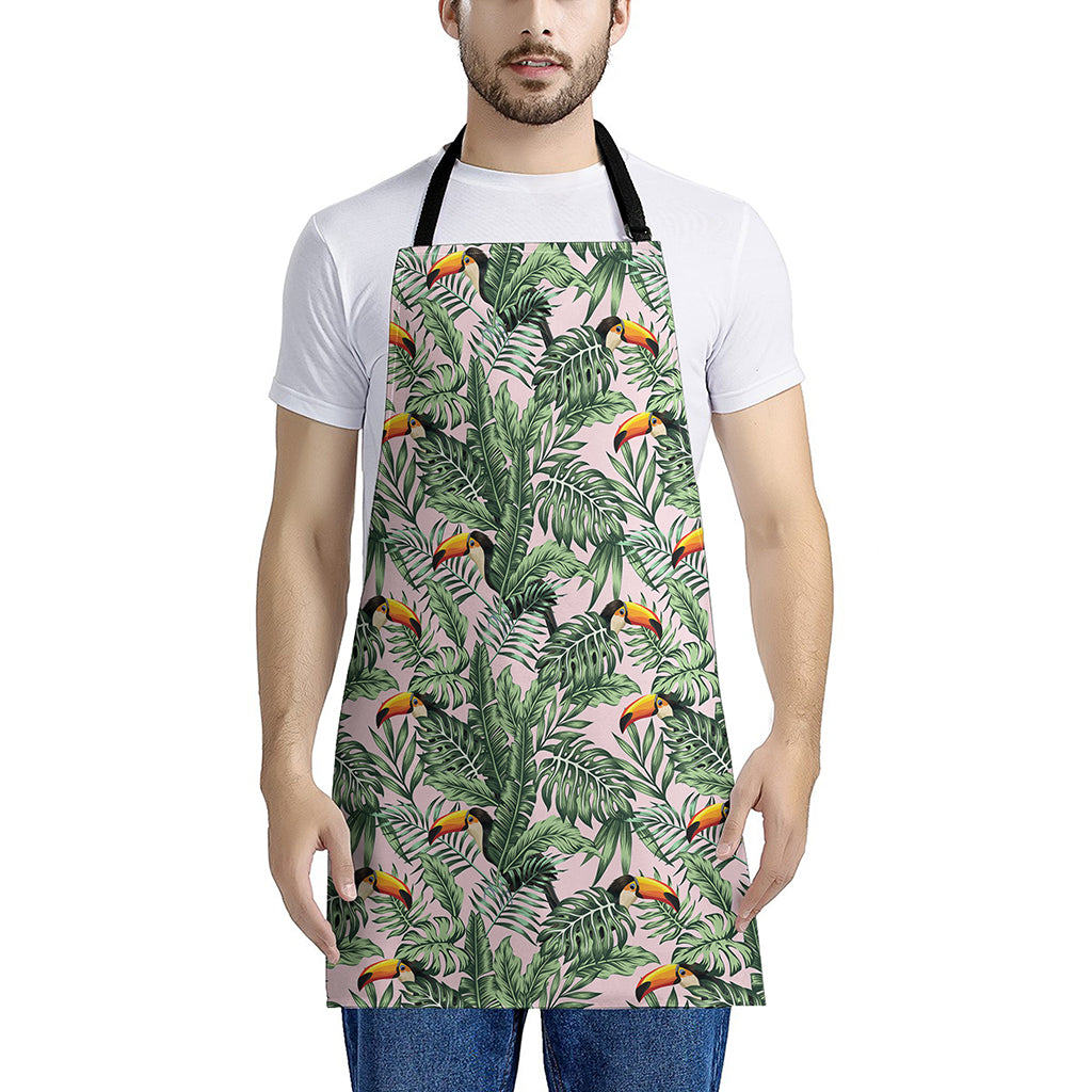 Tropical Palm Leaf And Toucan Print Apron