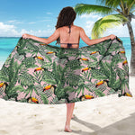 Tropical Palm Leaf And Toucan Print Beach Sarong Wrap