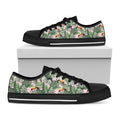 Tropical Palm Leaf And Toucan Print Black Low Top Sneakers