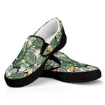 Tropical Palm Leaf And Toucan Print Black Slip On Shoes