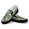 Tropical Palm Leaf And Toucan Print Black Slip On Shoes