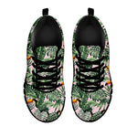 Tropical Palm Leaf And Toucan Print Black Sneakers