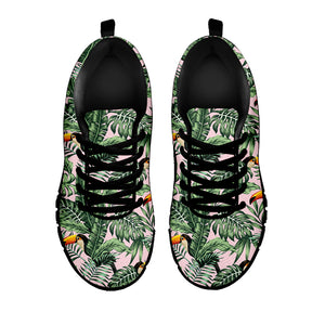 Tropical Palm Leaf And Toucan Print Black Sneakers