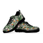 Tropical Palm Leaf And Toucan Print Black Sneakers