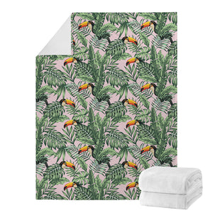 Tropical Palm Leaf And Toucan Print Blanket