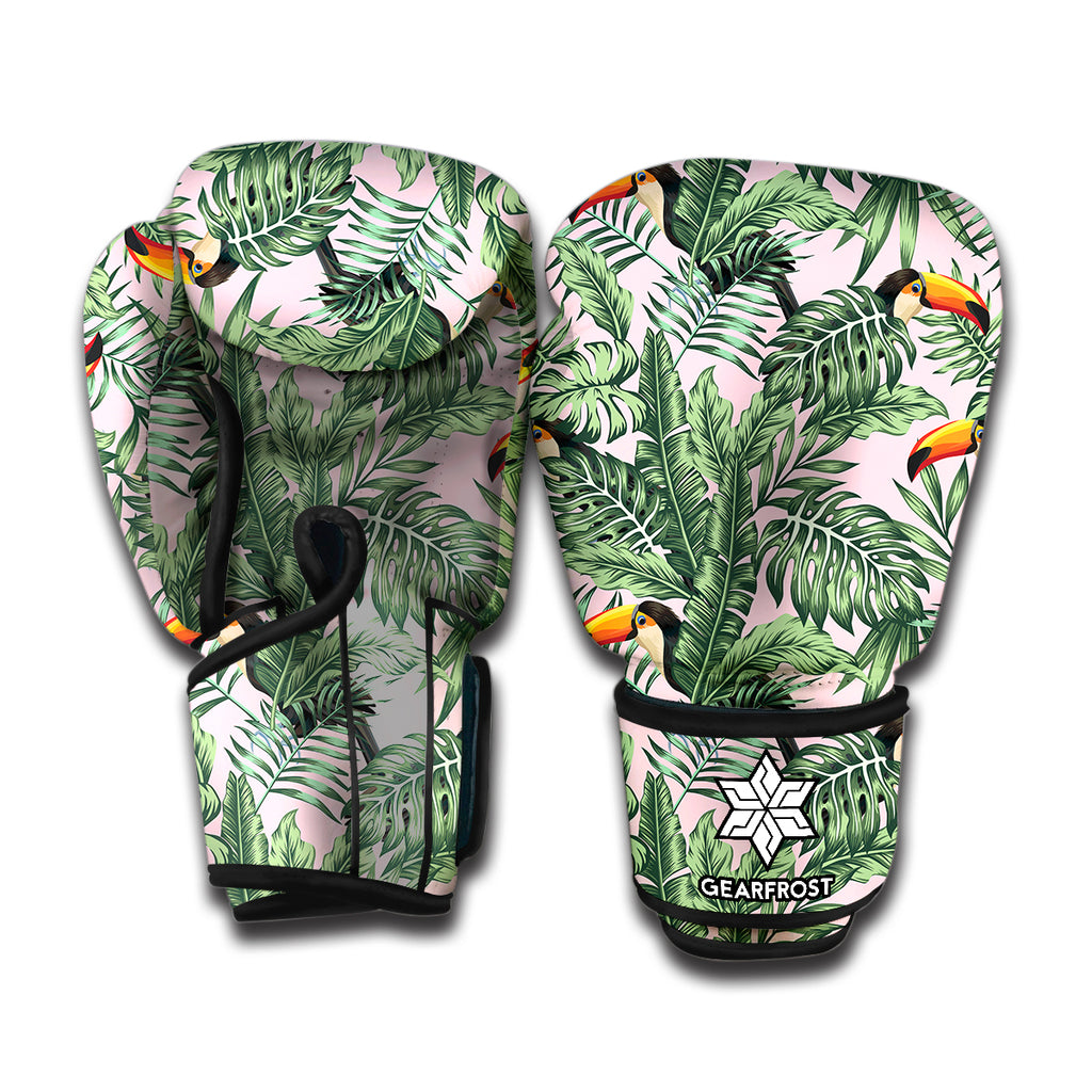 Tropical Palm Leaf And Toucan Print Boxing Gloves