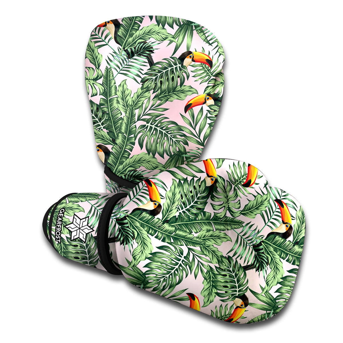 Tropical Palm Leaf And Toucan Print Boxing Gloves