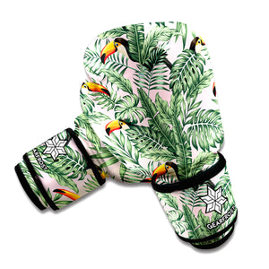 Tropical Palm Leaf And Toucan Print Boxing Gloves