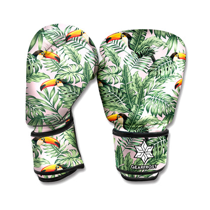 Tropical Palm Leaf And Toucan Print Boxing Gloves