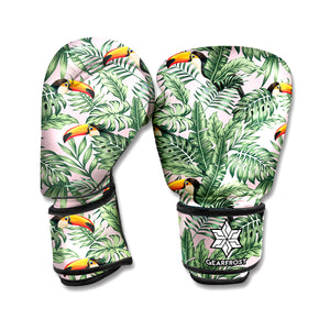 Tropical Palm Leaf And Toucan Print Boxing Gloves