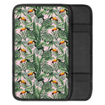 Tropical Palm Leaf And Toucan Print Car Center Console Cover