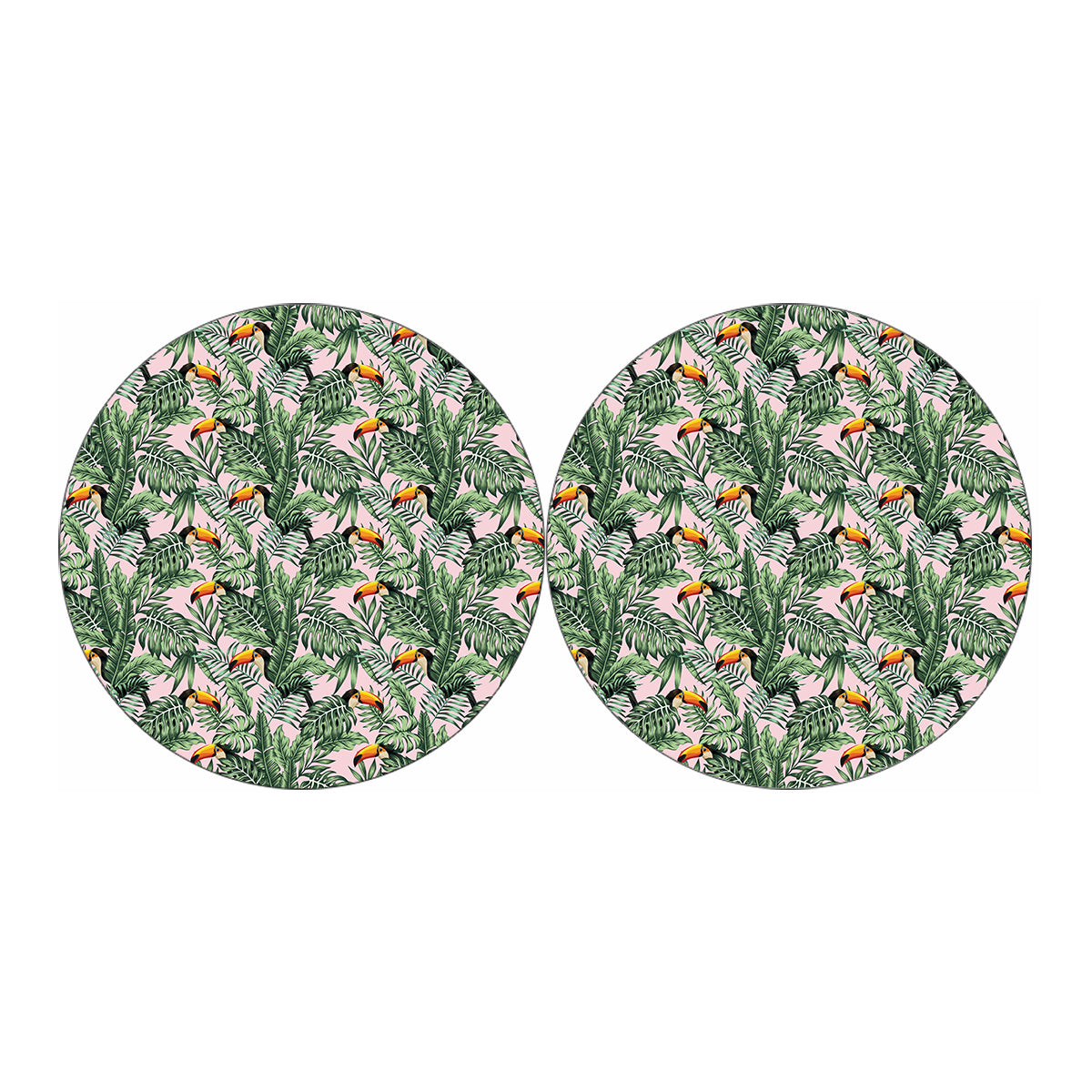 Tropical Palm Leaf And Toucan Print Car Coasters
