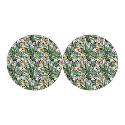 Tropical Palm Leaf And Toucan Print Car Coasters