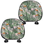 Tropical Palm Leaf And Toucan Print Car Headrest Covers
