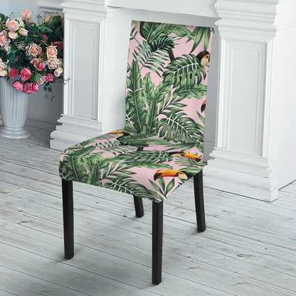 Tropical Palm Leaf And Toucan Print Dining Chair Slipcover