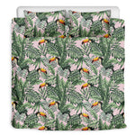 Tropical Palm Leaf And Toucan Print Duvet Cover Bedding Set