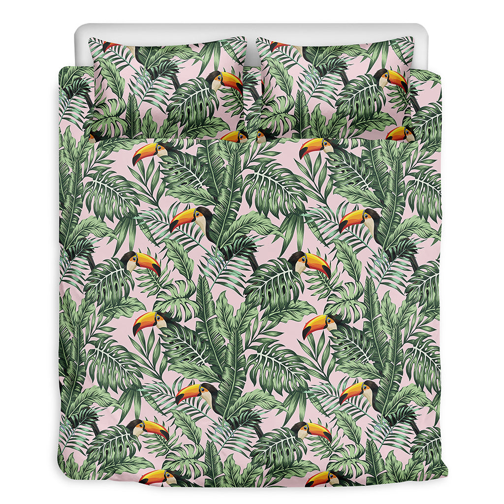 Tropical Palm Leaf And Toucan Print Duvet Cover Bedding Set