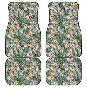 Tropical Palm Leaf And Toucan Print Front and Back Car Floor Mats