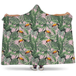 Tropical Palm Leaf And Toucan Print Hooded Blanket