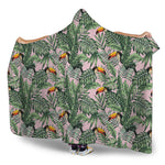 Tropical Palm Leaf And Toucan Print Hooded Blanket