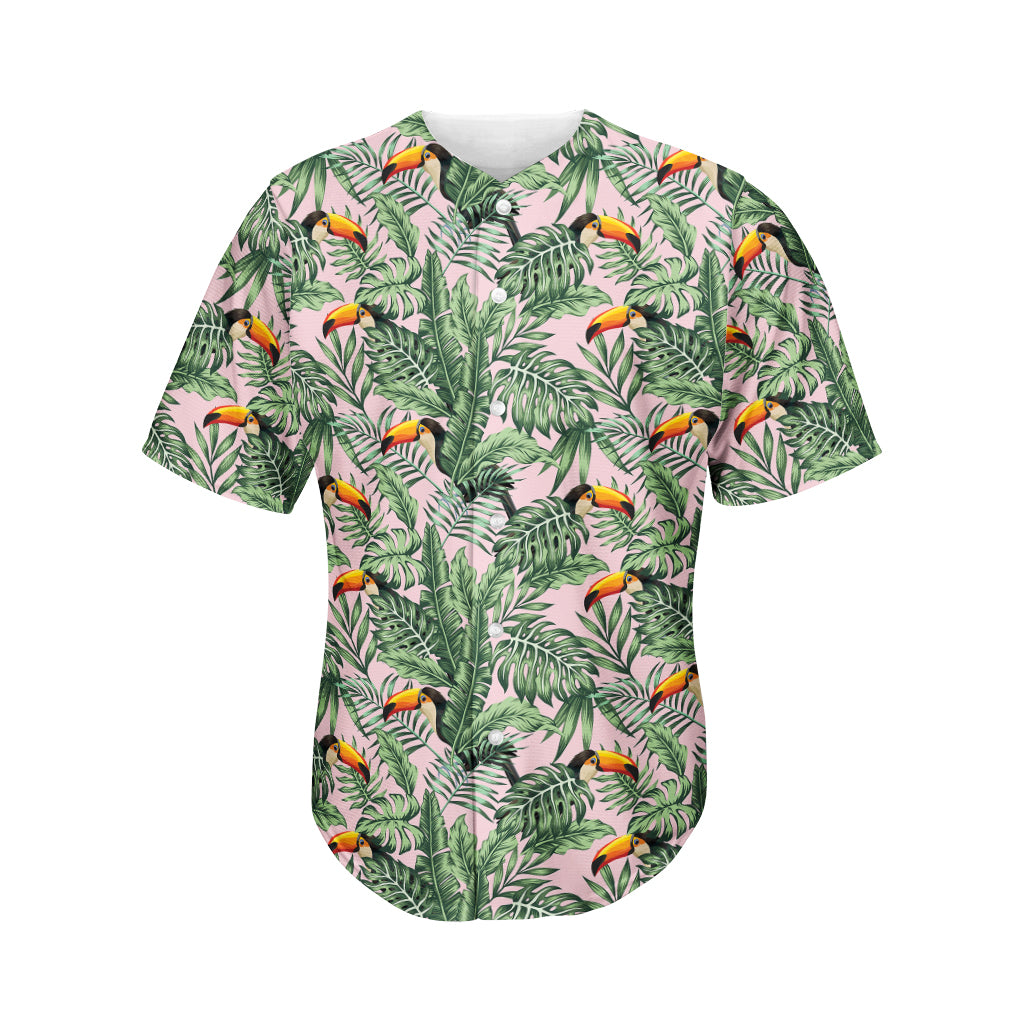 Tropical Palm Leaf And Toucan Print Men's Baseball Jersey