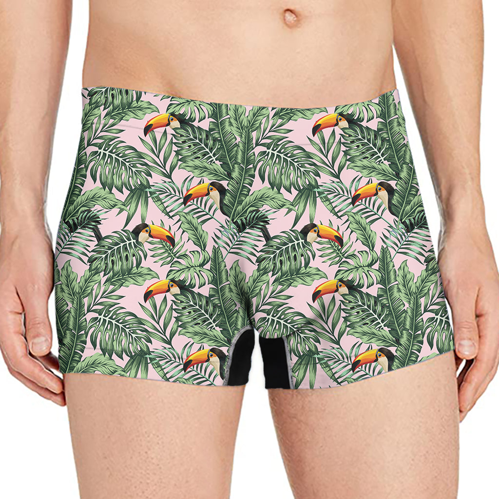 Tropical Palm Leaf And Toucan Print Men's Boxer Briefs