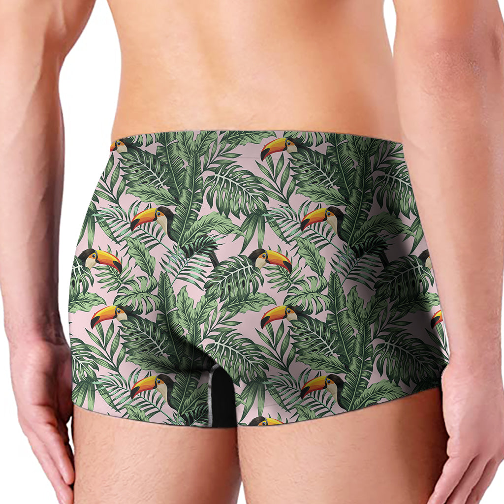 Tropical Palm Leaf And Toucan Print Men's Boxer Briefs