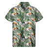 Tropical Palm Leaf And Toucan Print Men's Short Sleeve Shirt