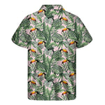 Tropical Palm Leaf And Toucan Print Men's Short Sleeve Shirt