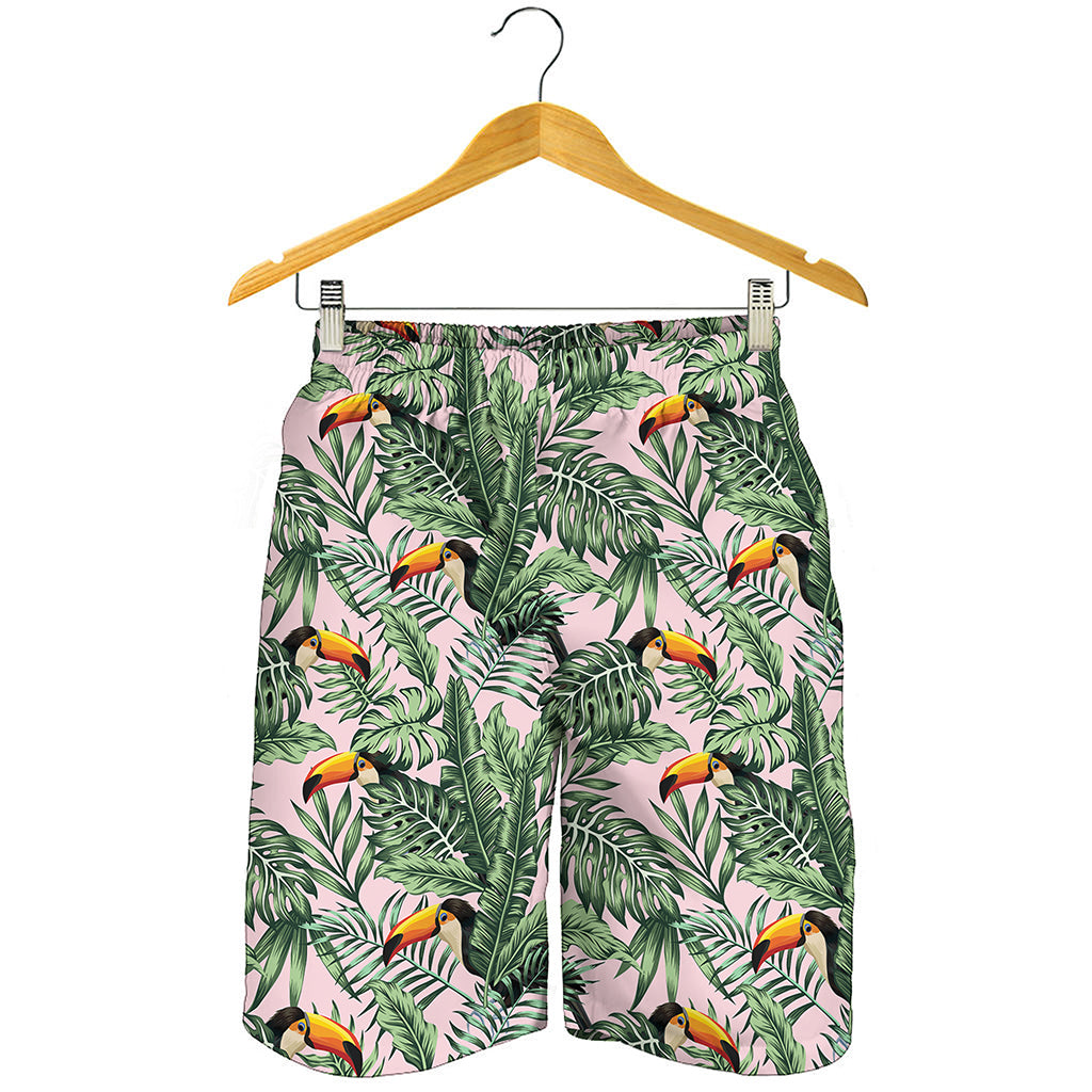 Tropical Palm Leaf And Toucan Print Men's Shorts