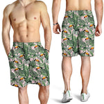 Tropical Palm Leaf And Toucan Print Men's Shorts