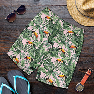 Tropical Palm Leaf And Toucan Print Men's Shorts