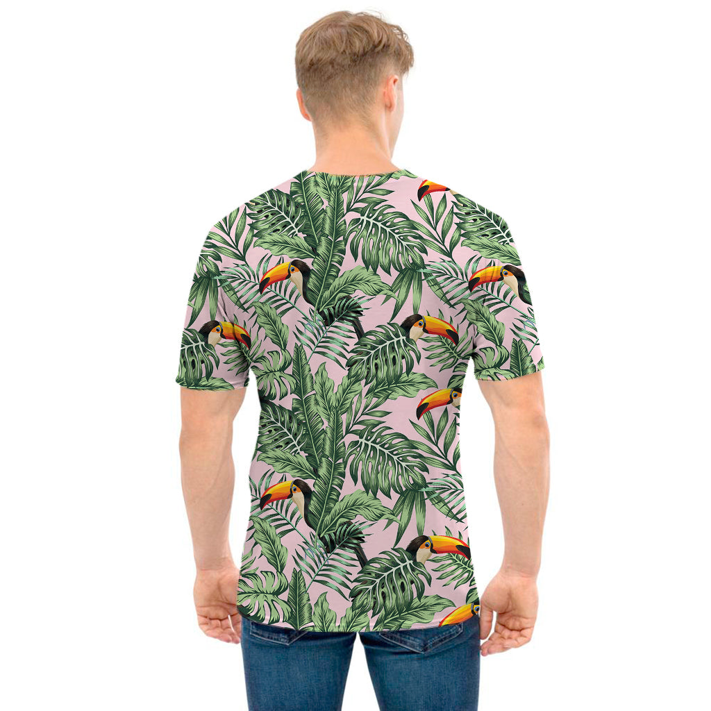 Tropical Palm Leaf And Toucan Print Men's T-Shirt